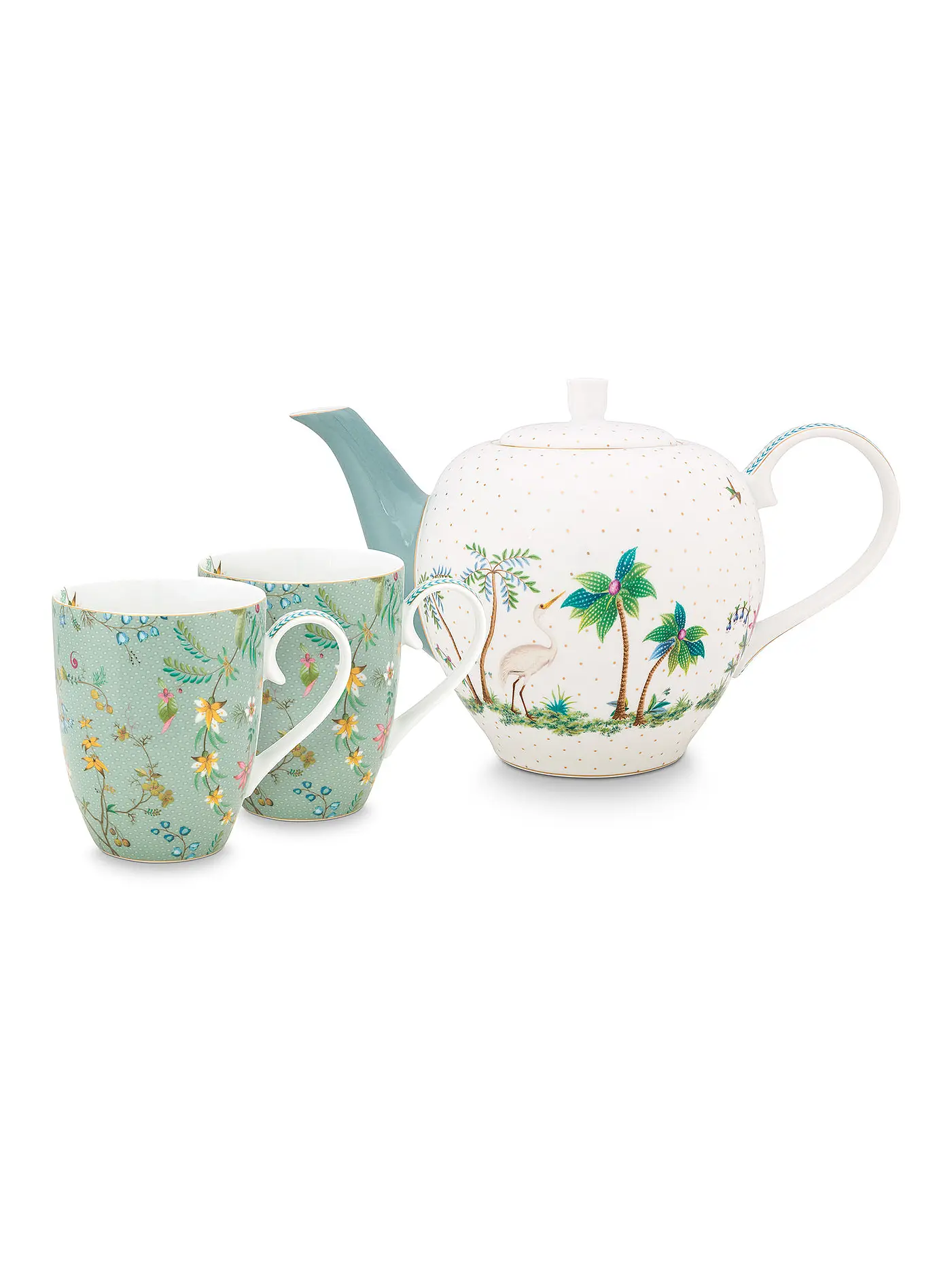 PIP STUDIO | Teekanne mit Henkelbecher L Set  Jolie Flowers Blue | 
